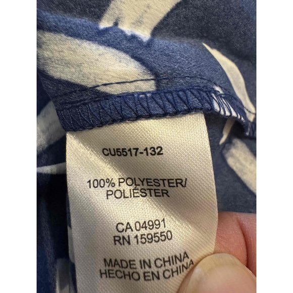 Hilary Radley Ladies V-Neck Blouse, Dark Blue (Deep Indigo/Off-White) 1133S - Picture 4 of 6